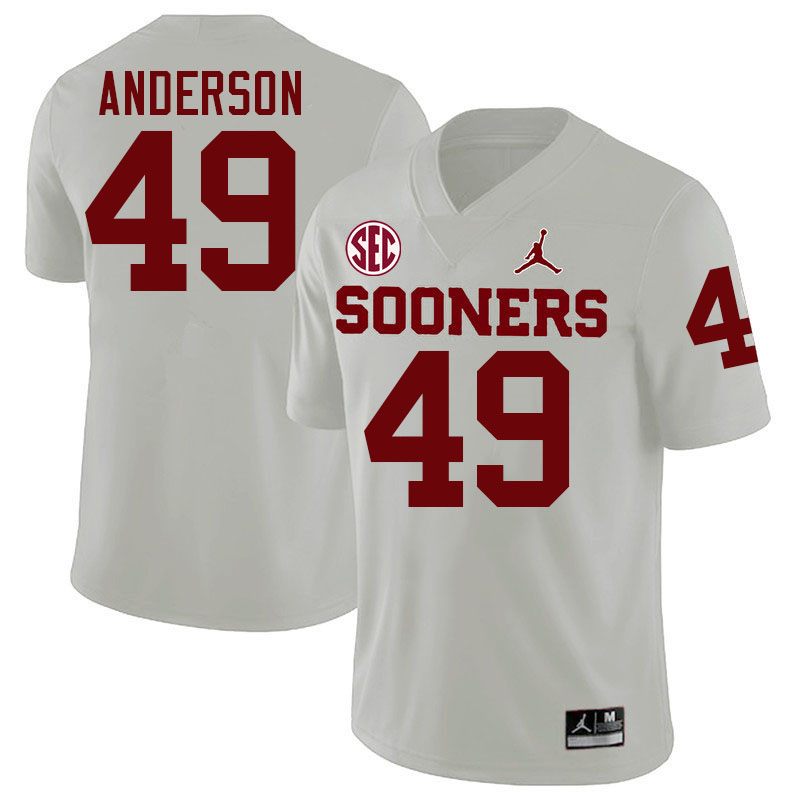 Oklahoma Sooners #49 Ben Anderson College Football Jersey Stitched-White